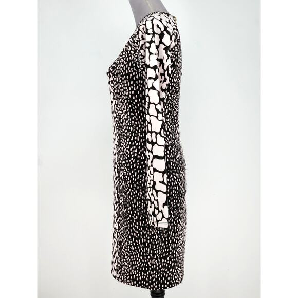 Michael Kors Dress Womens Small White Black Stretch Knit Animal Print Bodycon - Picture 11 of 14